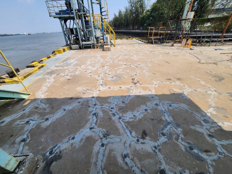 Concrete repair in progress